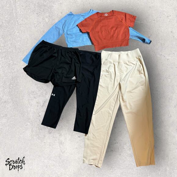 Women Activewear Bundle Size Med 5 Piece Set Gym Yoga Workout Pants Tops Shorts - Picture 1 of 5